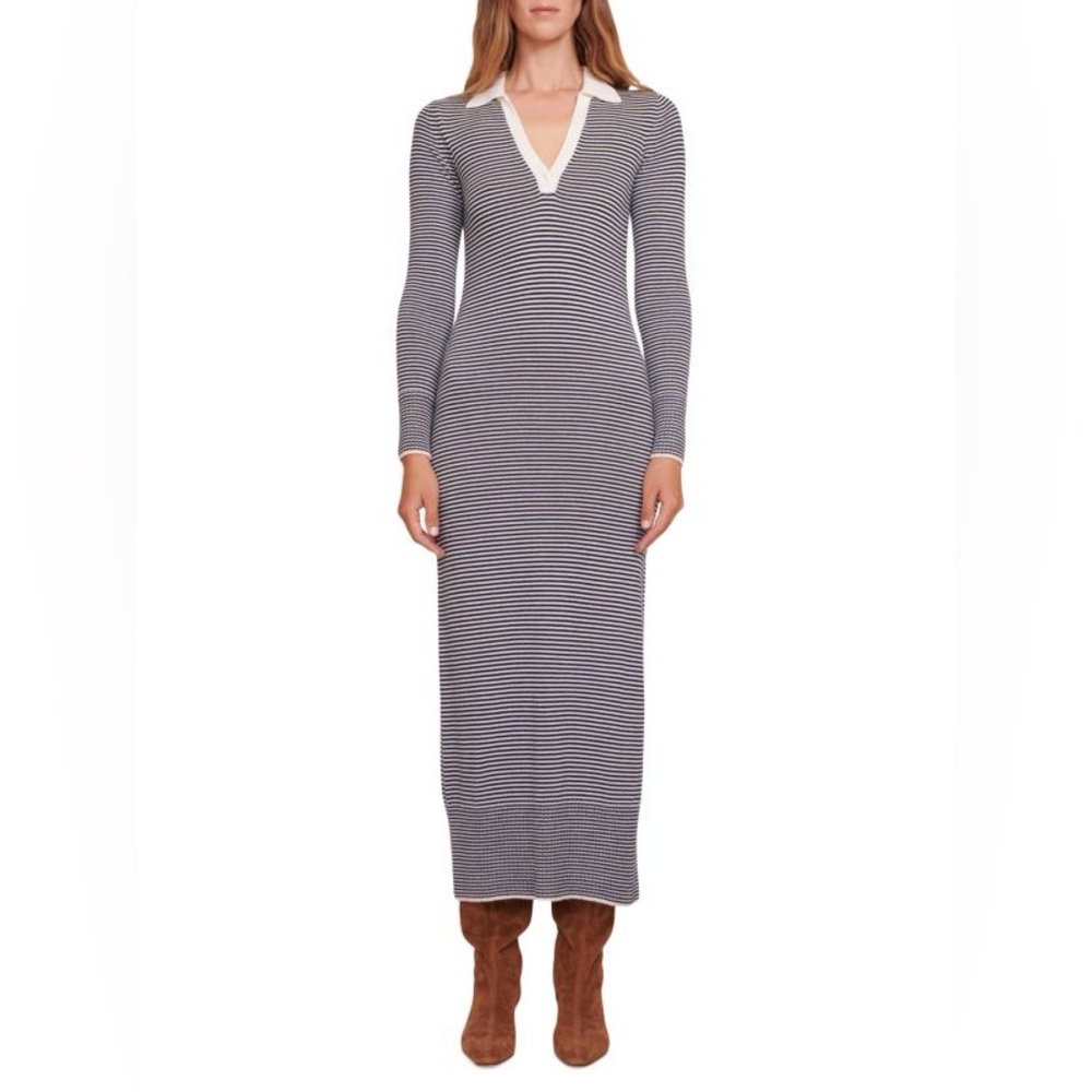 STAUD Crown Striped Wool Blend Maxi Dress